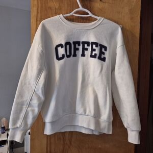 White 'Coffee' Graphic Sweater